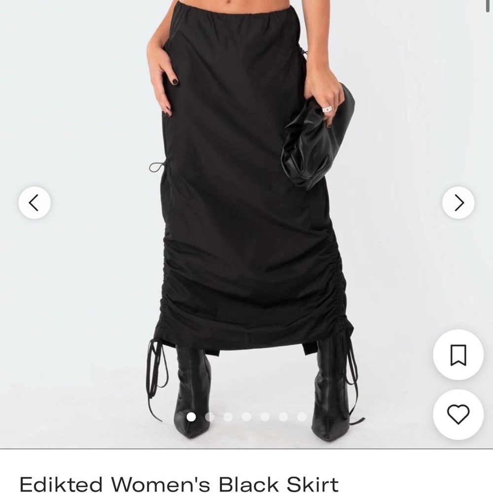 Edikted Black Midi Skirt with Drawstring Detail